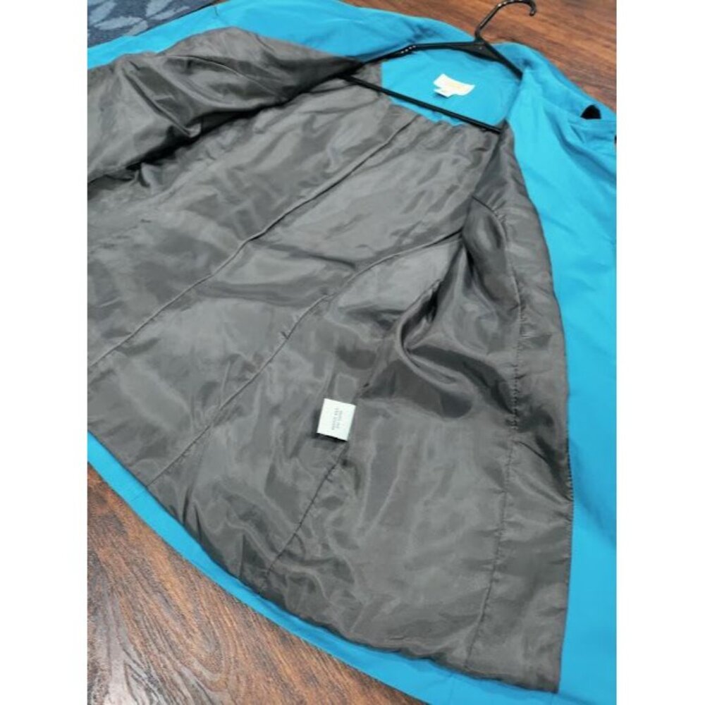 Talbots Spring Belted Trench Coat Teal Blue Women's Petite Size Medium - Picture 14 of 16